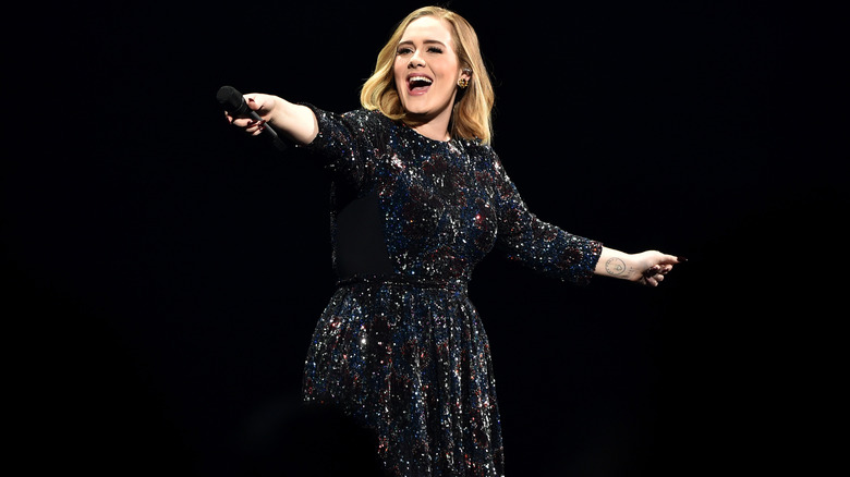Adele performing on stage