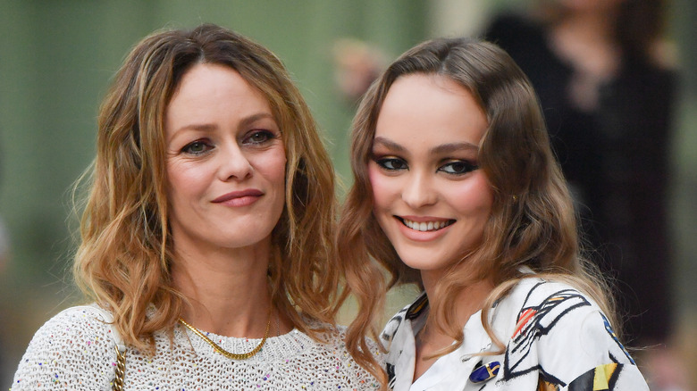 Lily-Rose Depp and Vanessa Paradis smiling