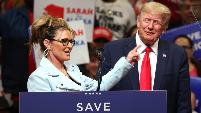 Sarah Palin and Donald Trump at a campaign event