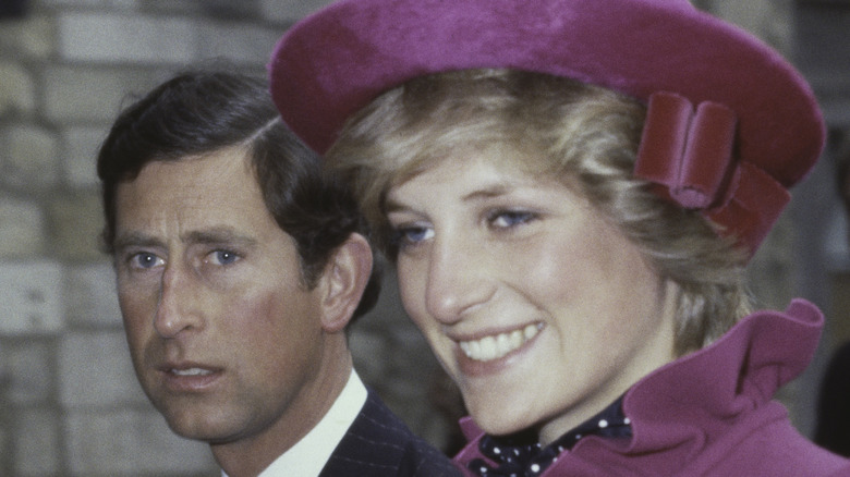 Princess Diana smiling with Prince Charles