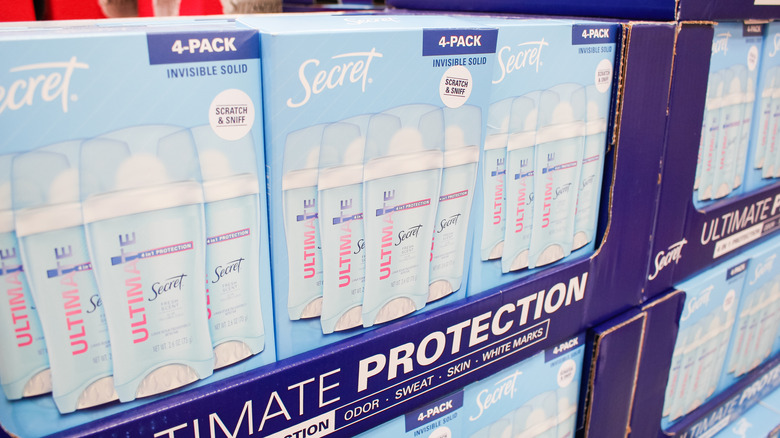 Secret deodorant products in shopping aisles 
