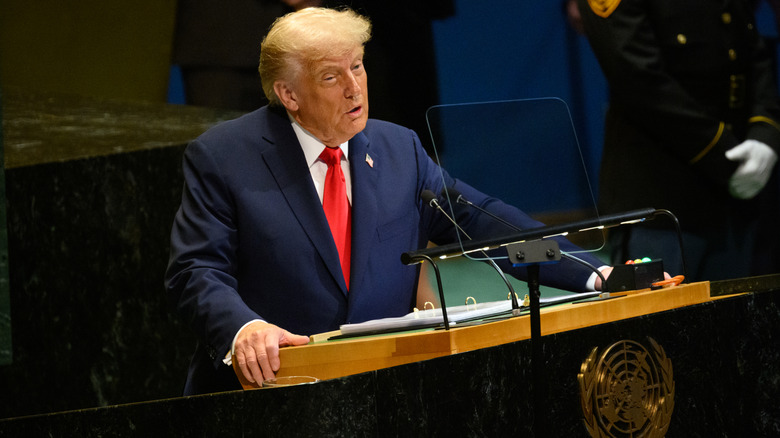 Donald Trump standing at podium