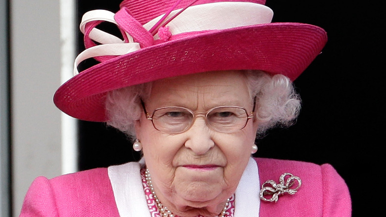 Queen Elizabeth scowling