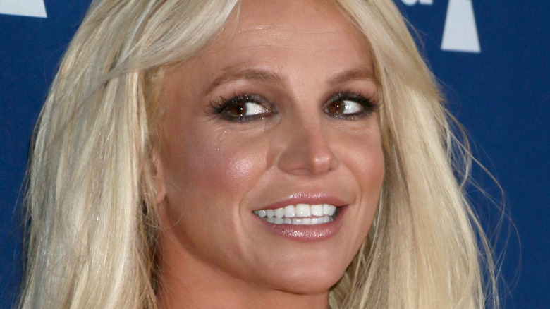 Britney Spears with her hair down smiling 