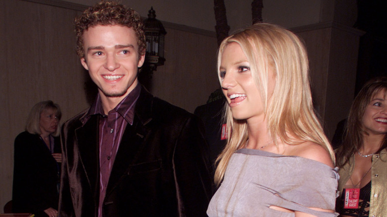 Justin Timberlake in velvet jacket with Britney Spears