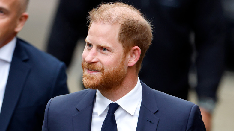 Prince Harry outside a courthouse in London