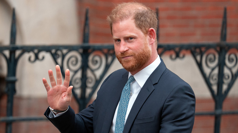 Prince Harry outside a courthouse in London