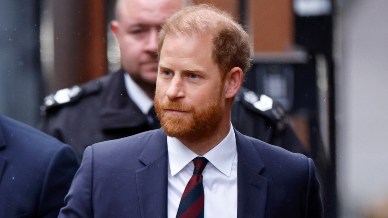 Prince Harry outside a courthouse in London