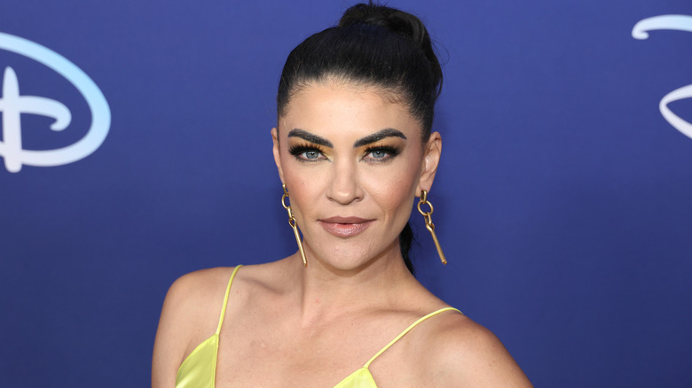 Jessica Szohr posing at the ABC Disney Upfront at Basketball City in New York City (2022)