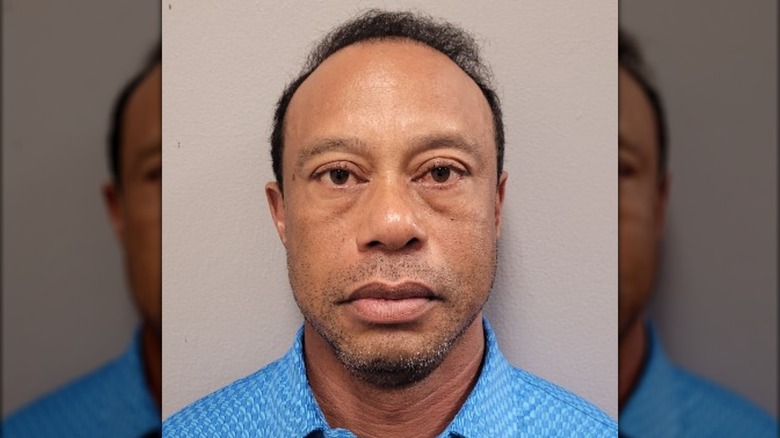 Mugshot of Tiger Woods after his 2026 DUI arrest