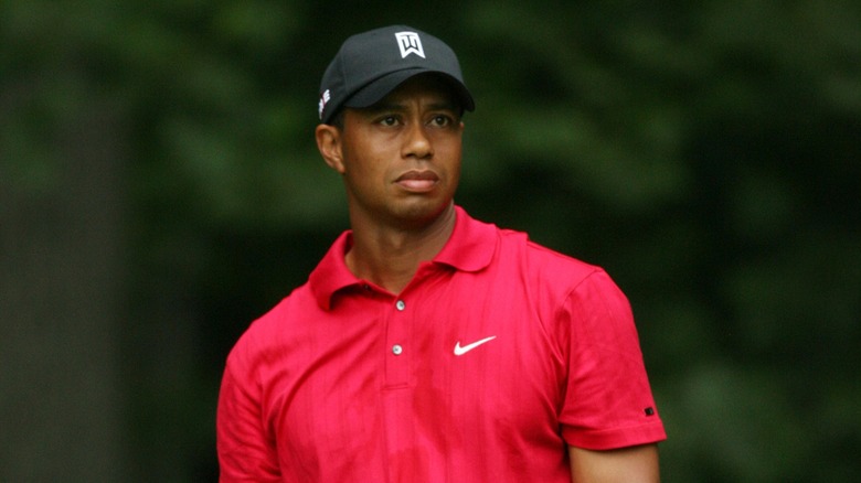 Tiger Woods photographed on a golf course