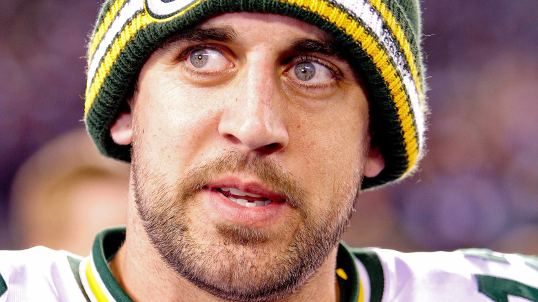 Aaron Rodgers does an on-field interview