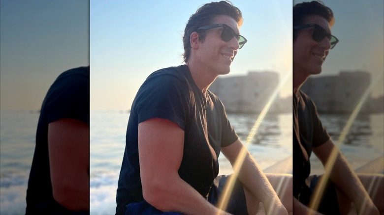 David Muir with sunglasses on posing by the water in Dubrovnik, Croatia