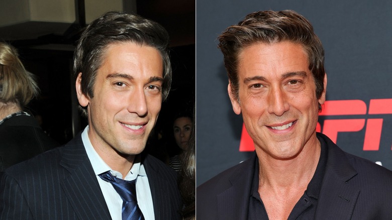 David Muir in 2011 and 2025