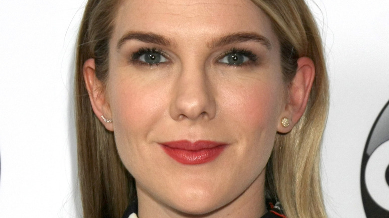 Lily Rabe poses on the red carpet.