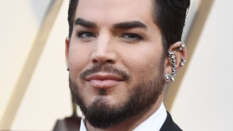 Adam Lambert poses on the red carpet