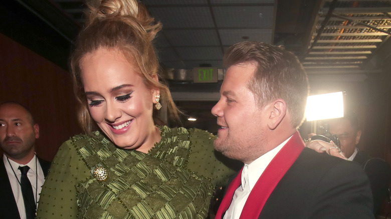 James Corden and Adele smiling