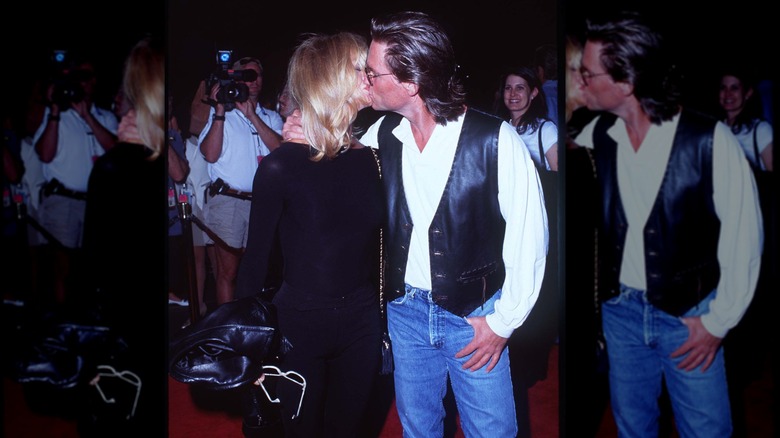 Goldie Hawn kissing Kurt Russell