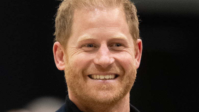 Prince Harry, Duke of Sussex smiling at the wheelchair basketball match between the USA v Nigeria during day one of the 2025 Invictus Games