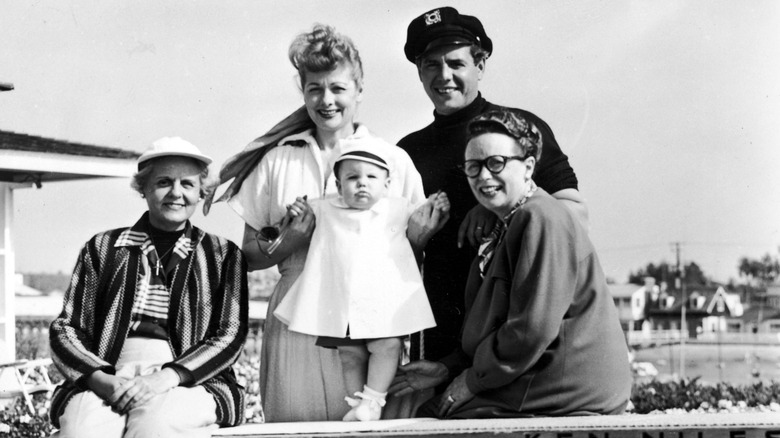Lucille Ball with her husband Desi Arnaz and their daughter Lucie, circa 1952. On the left is Desi Sr.'s mother Dolores Lolita, and on the right is Lucille's mother Desiree.