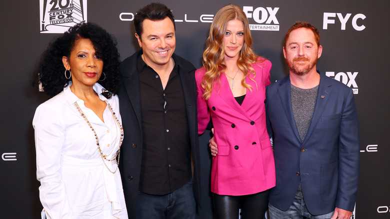 Penny Johnson Jerald, Seth MacFarlane, Adrianne Palicki, and Scott Grimes posing