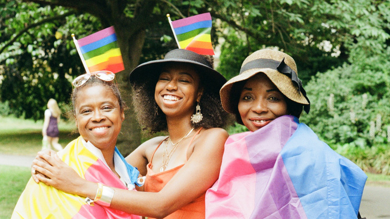 People with pride flags