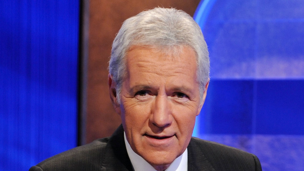 Alex Trebek on Jeopardy set