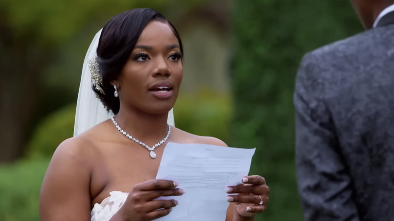 Alexis Mitchell reading her marriage vows