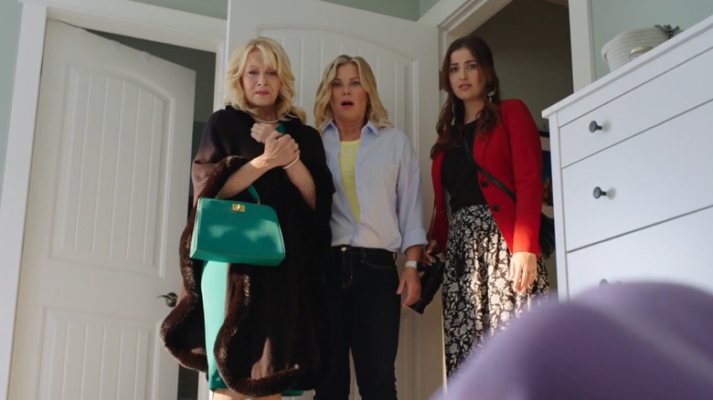 Alison Sweeney, Barbara Niven, and Tess Atkins looking fearfully at the ground