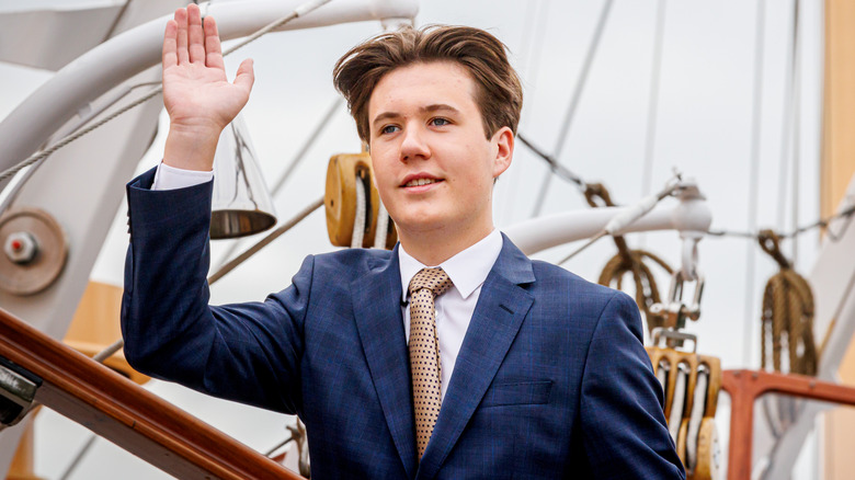 Prince Christian of Denmark waving