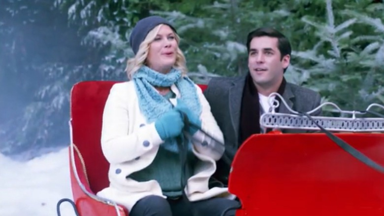 Alison Sweeney (left) in "Christmas at Holly Lodge"