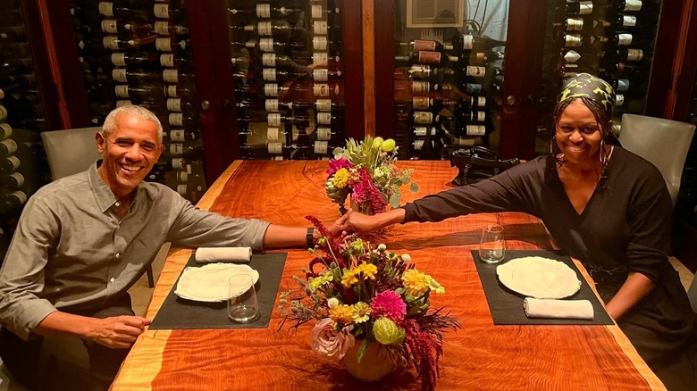 Barack and Michelle Obama dining in January 2025