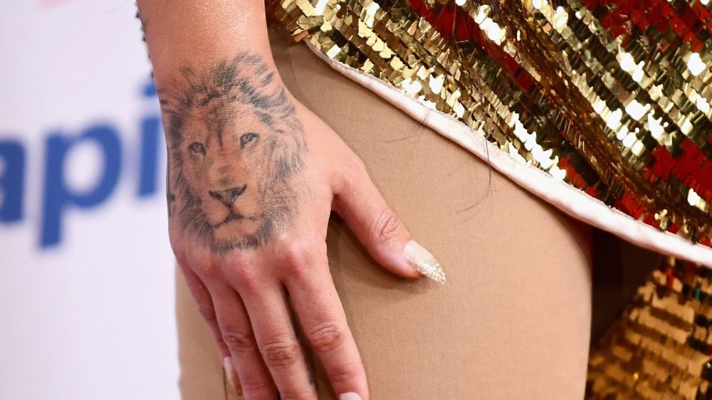 Demi Lovato's lion tattoo, close-up