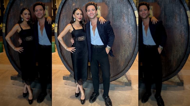 Janel Parrish and Sasha Farber posing with their arms around each other.