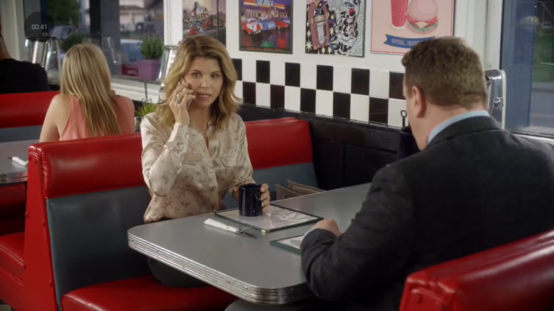Screenshot from Hallmark movie "Garage Sale Mysteries: Murder In D Minor" starring Lori Loughlin.