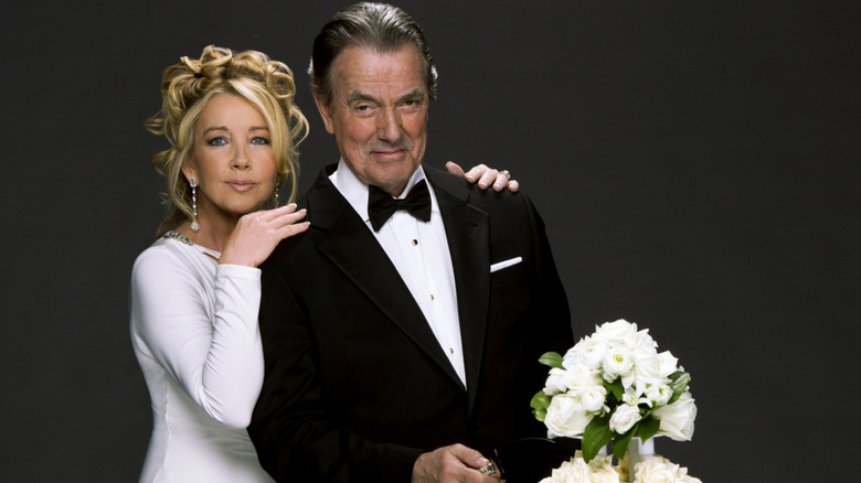 Melody Scott Thomas and Eric Braeden with wedding cake