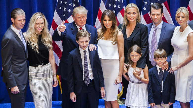 Members of the Trump family including Eric Trump, Lara Trump, Donald Trump, and Melania Trump