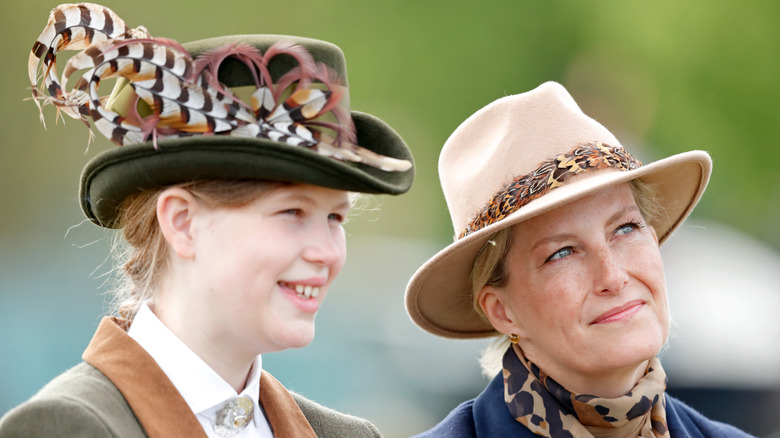 Sophie, Duchess of Edinburgh, and Lady Louise outside