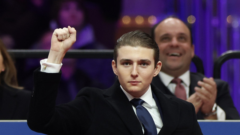Barron Trump during the inauguration parade at the Capital One Arena