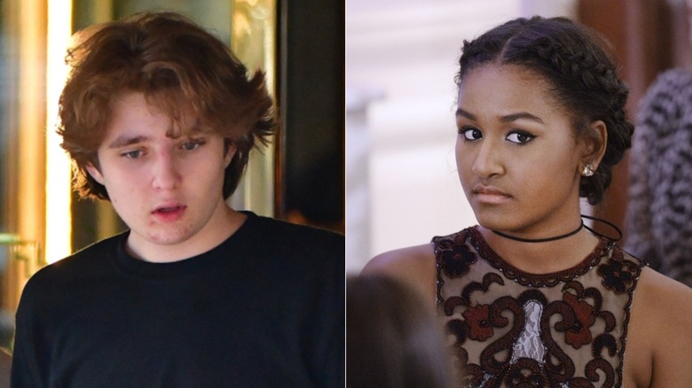 Split image of Barron Trump and Sasha Obama
