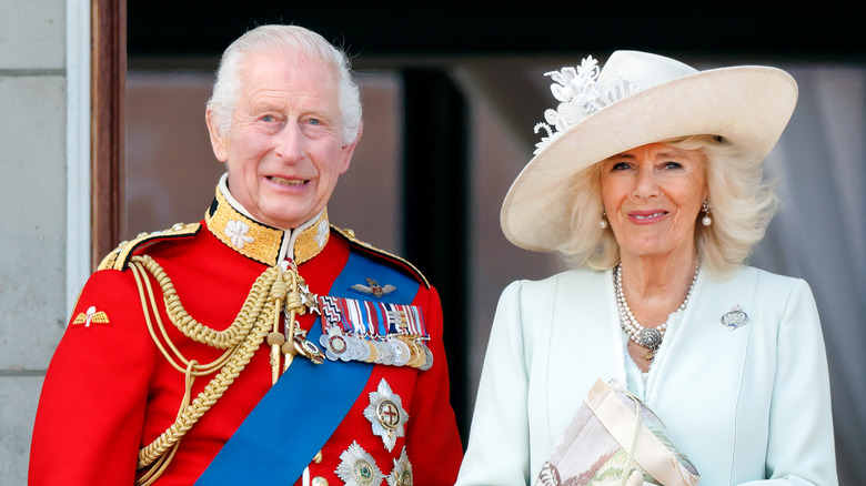 Charles and Camilla on the balcony of Buckingham Palace