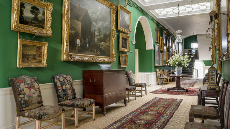 Gilded frames in a corridor of Dumfries House, Ayreshire