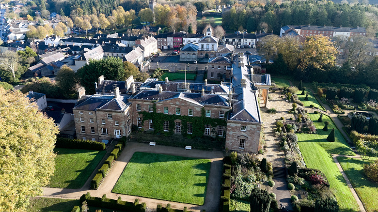 Hillsborough castle and grounds with smaller surrounding residential homes