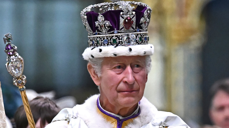 King Charles III wearing his crown