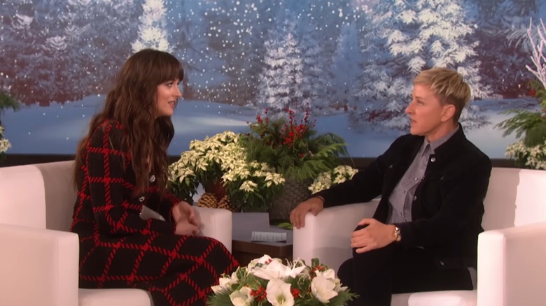 Ellen DeGeneres and Dakota Johnson in November 2019