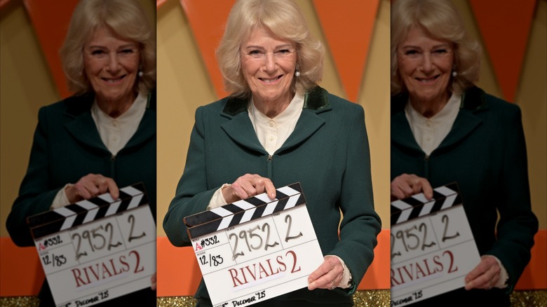 Queen Camilla on the set of "Rivals"