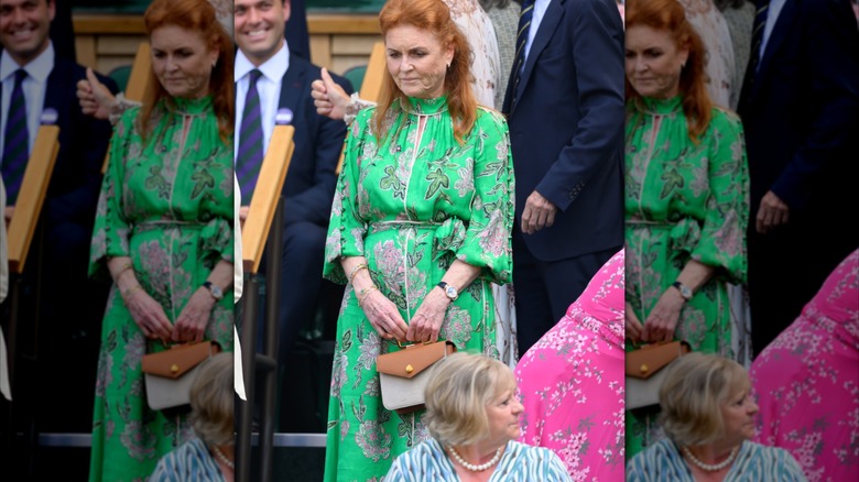Sarah Ferguson standing at Wimbledon