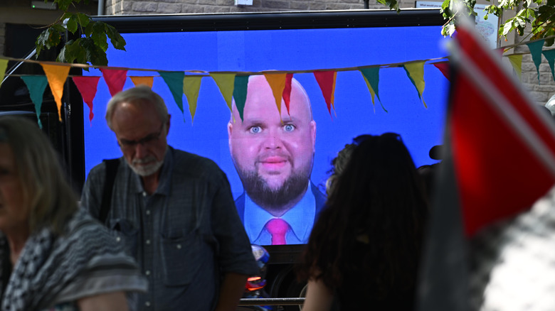 JD Vance meme on display in the Cotswolds, England