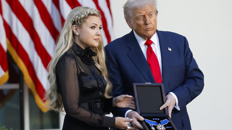 Erika Kirk and Donald Trump with Presidential Medal of Freedom
