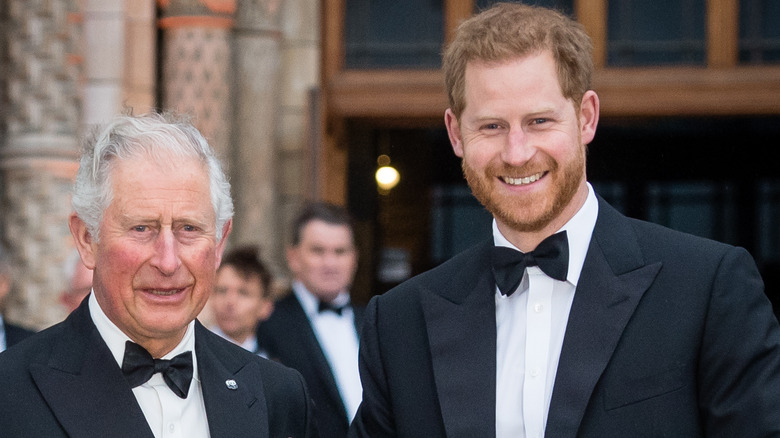 Charles and Harry posing in 2019 